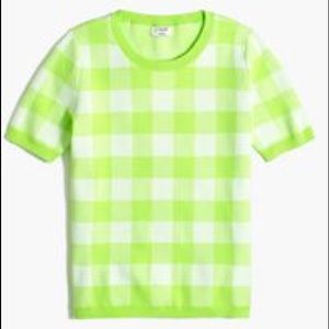 J crew gingham sweater in citrus
